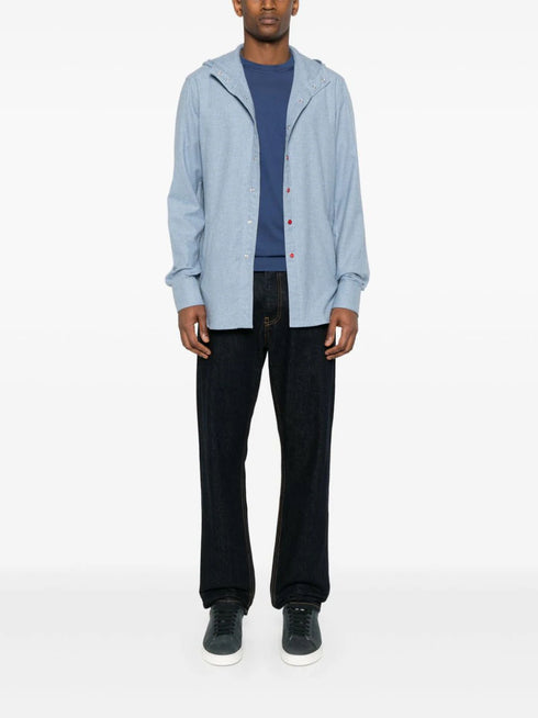 hooded gingham-check shirt